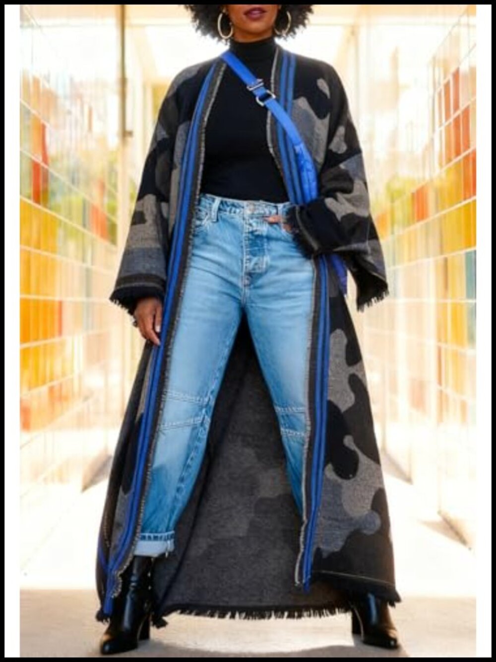 Open Front Chunky Knit Maxi Duster Cardigan Sweater Coat - Picture 3 of 6